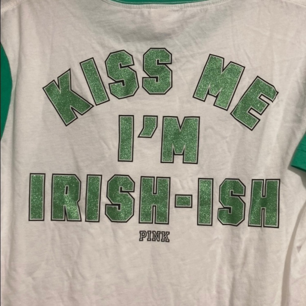 Pink Victoria’s Secret Bling Sequin Shirt Size Extra Small St Patricks Day Logo - Picture 11 of 16